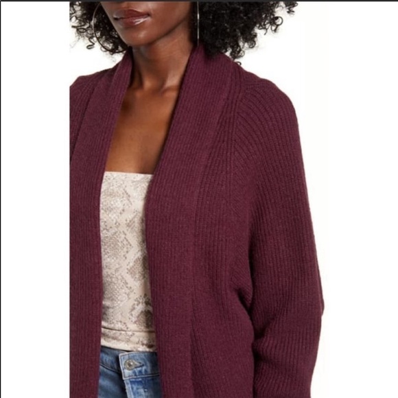 NWT Leith Dolman Sleeve Long Cardigan Burgundy XS - Picture 4 of 9